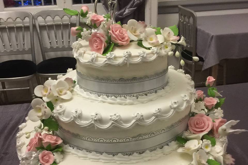 Wedding cake thème Rose et arg