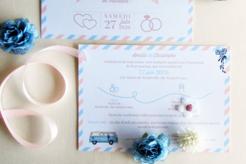 Faire-part mariage combi