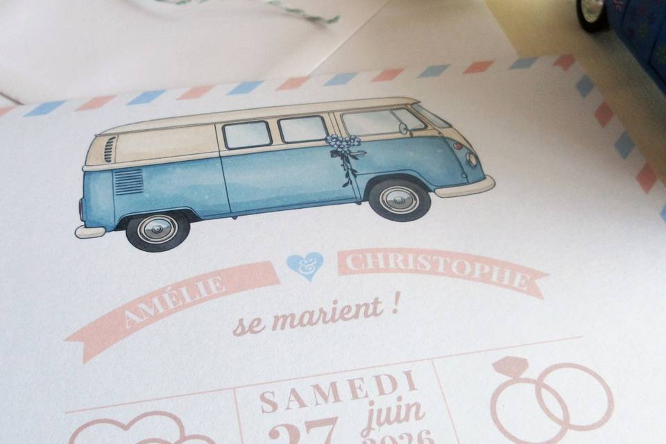 Faire-part mariage combi