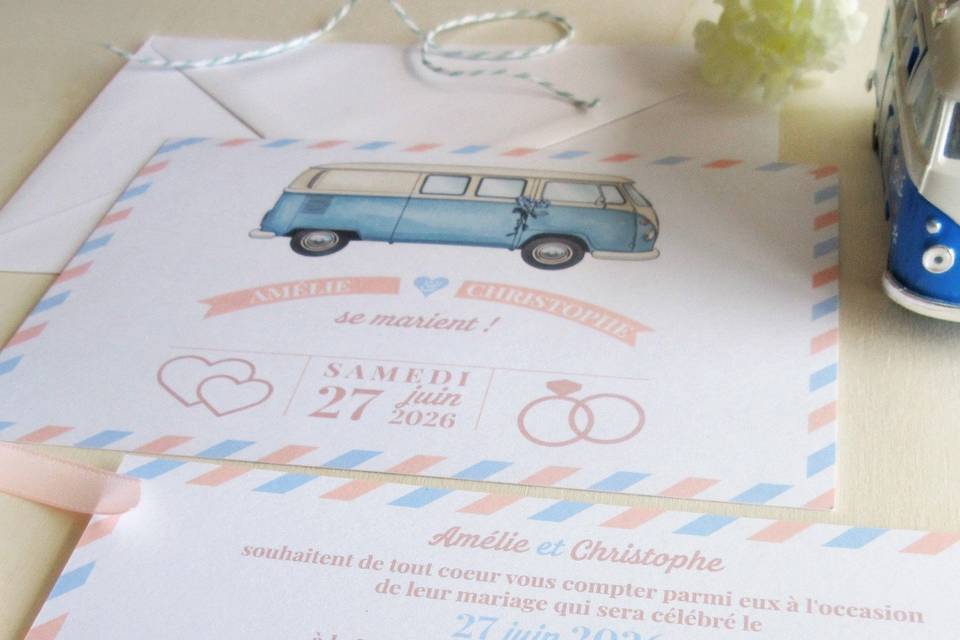 Faire-part mariage combi