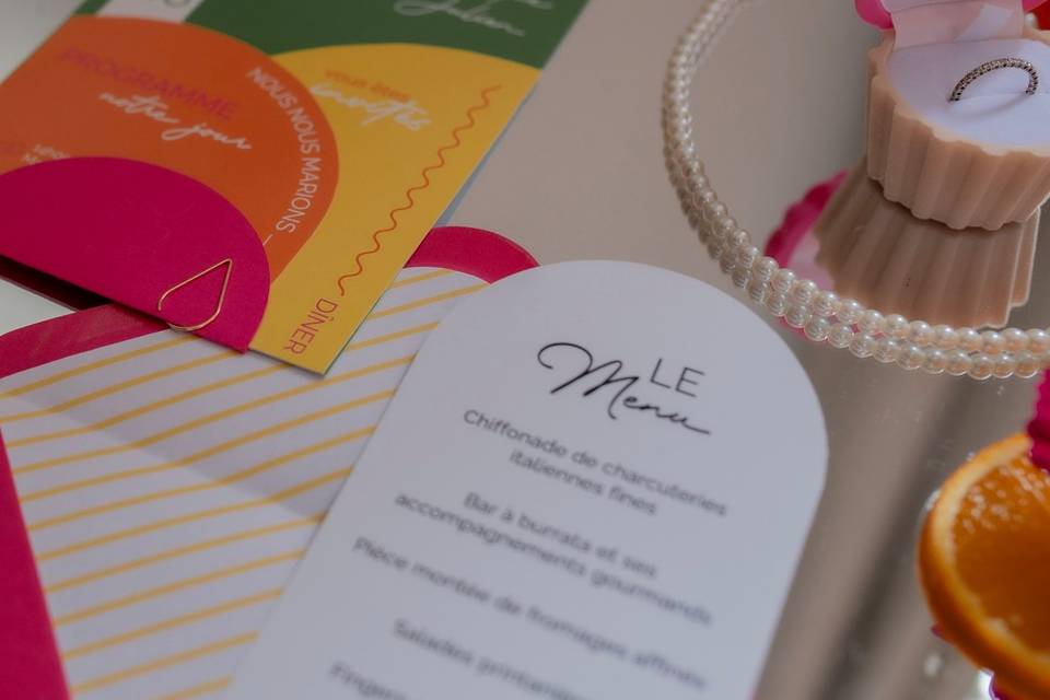 Papeterie mariage coloré