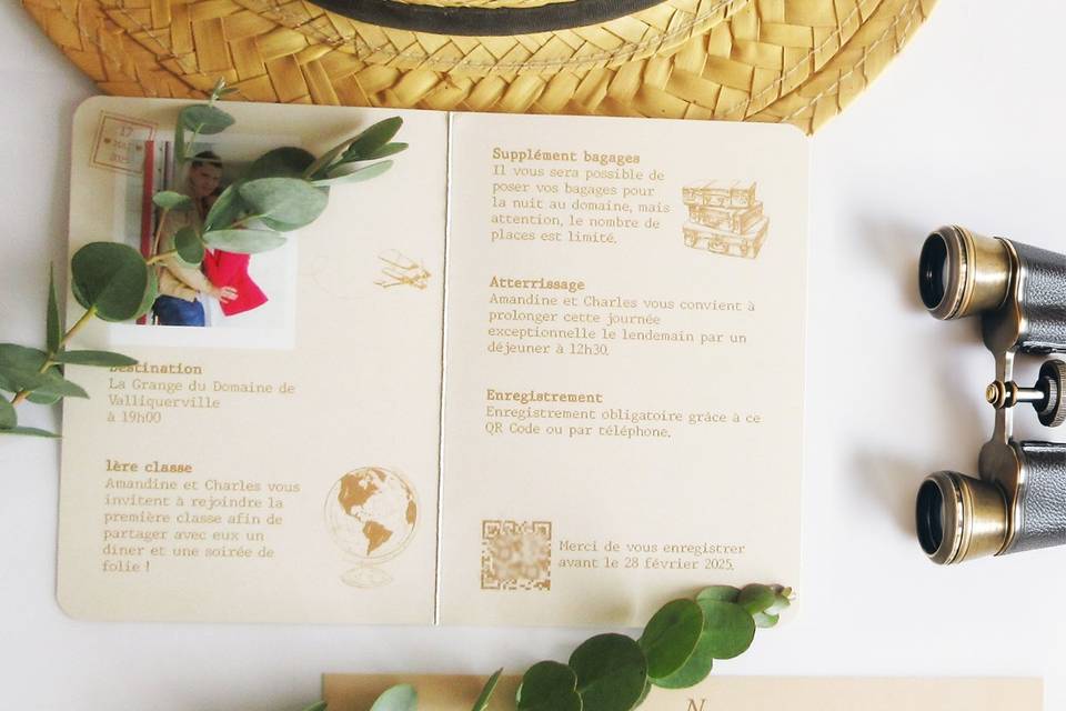 Faire-part mariage voyage