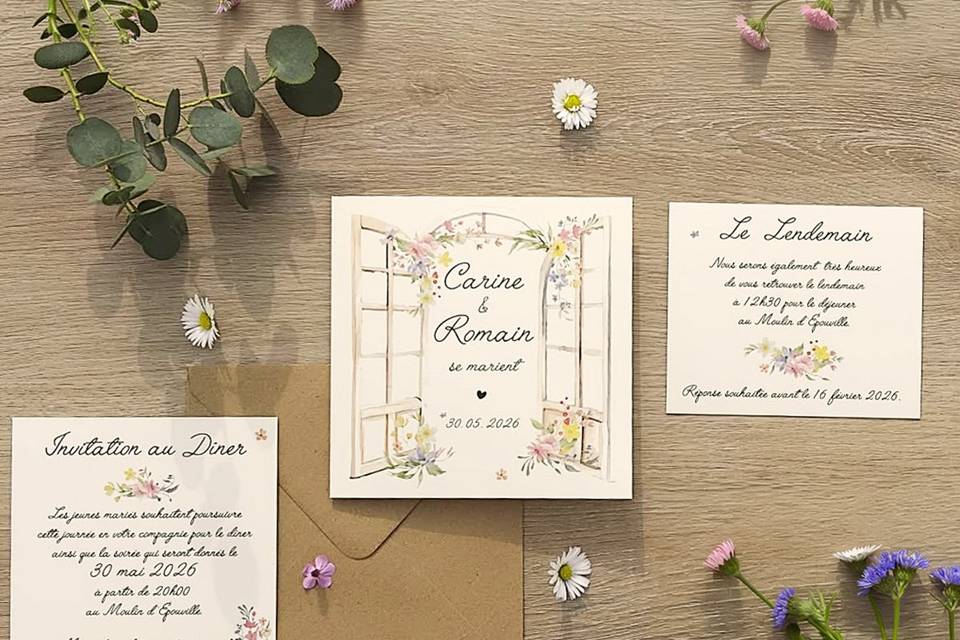 Faire-part mariage champêtre