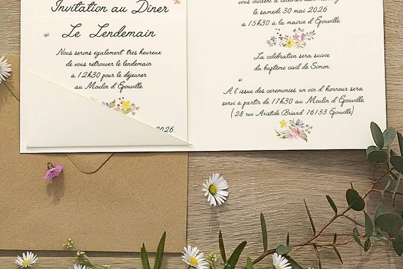 Faire-part mariage champêtre