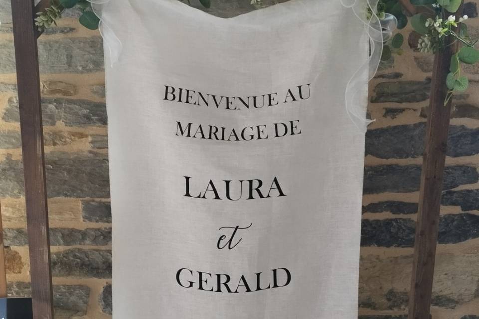 Panneau de bienvenue en lin