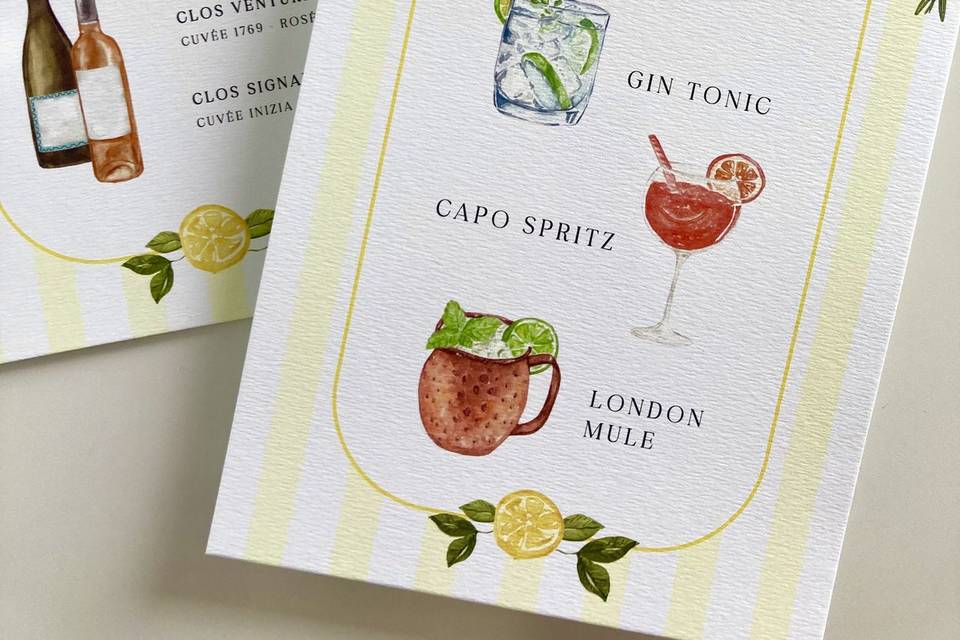 Cartes cocktails illustrées