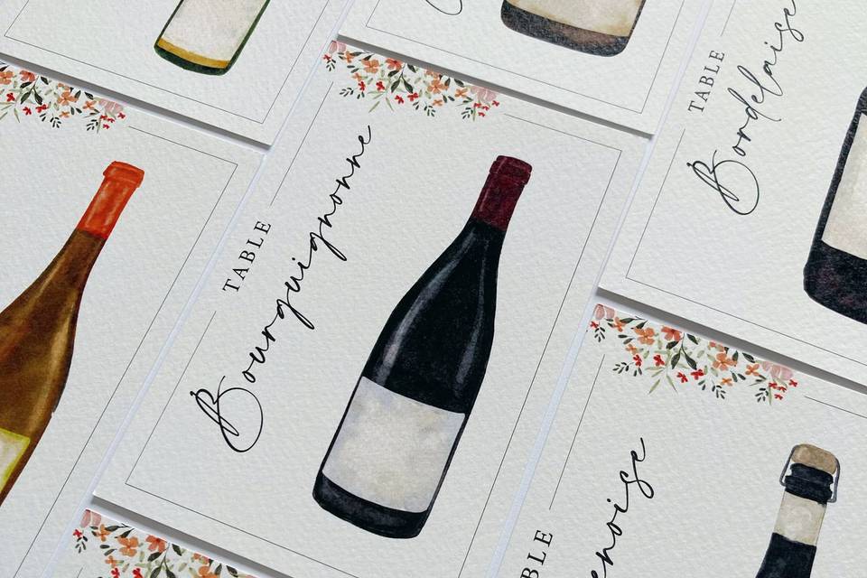Noms de table illustrés