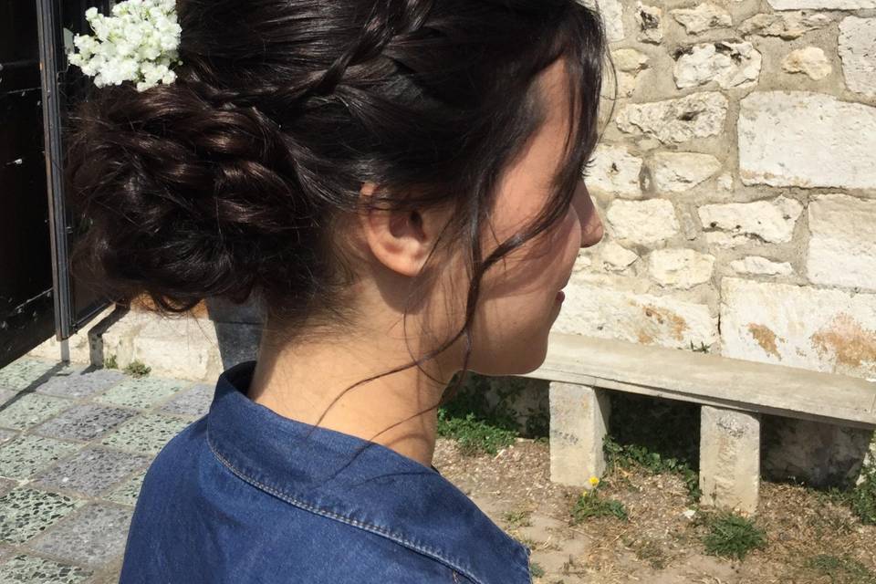 Chignon tressé champêtre