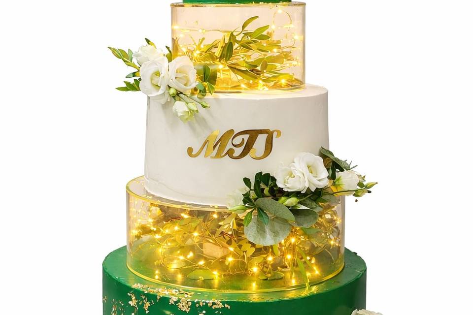 Weeding cake etages transparen