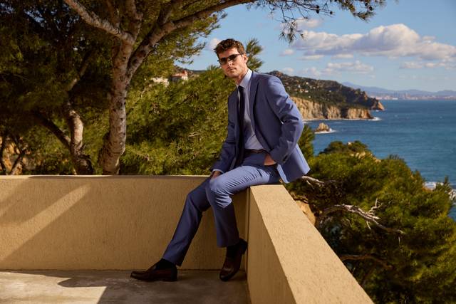 Costume bleu clair chiné