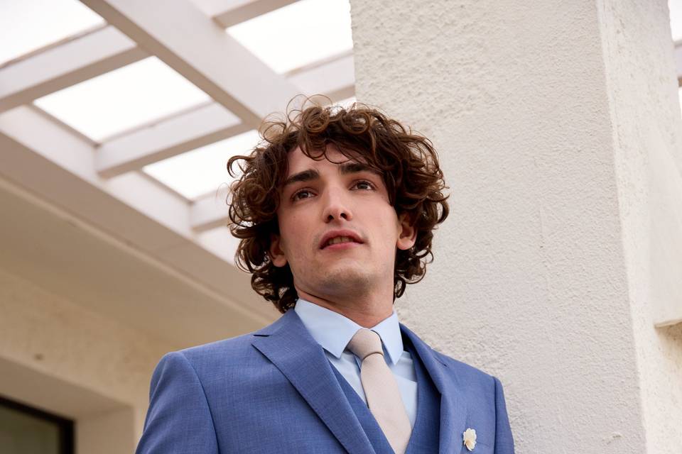 Costume bleu clair chiné