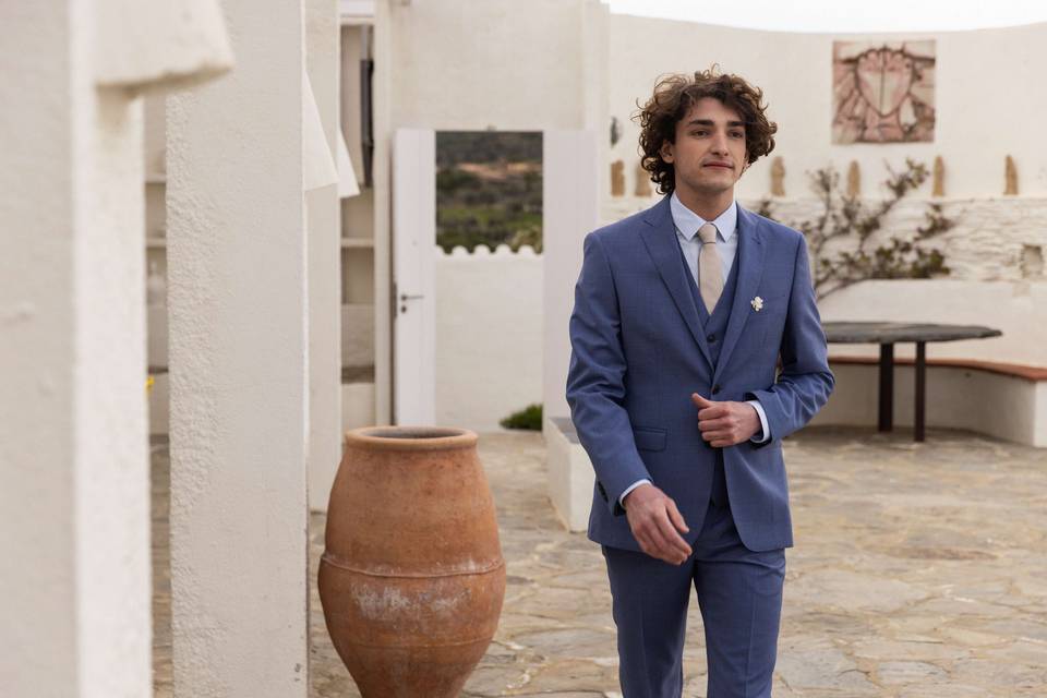 Costume bleu clair chiné