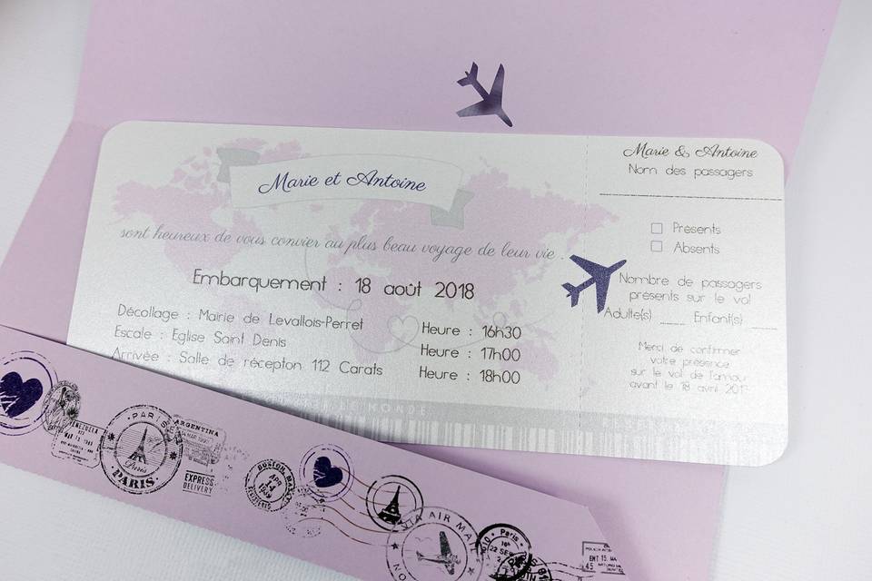 Faire-part Billet avion