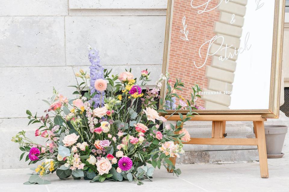 Bouquet et miroir mariage