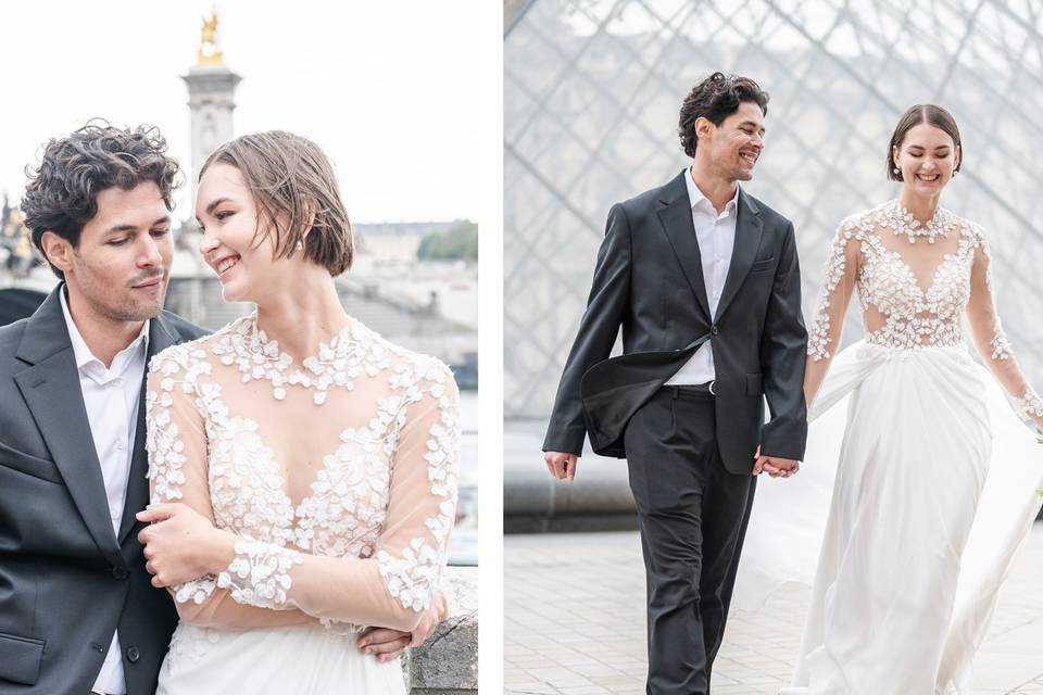 Couple mariés au Louvre