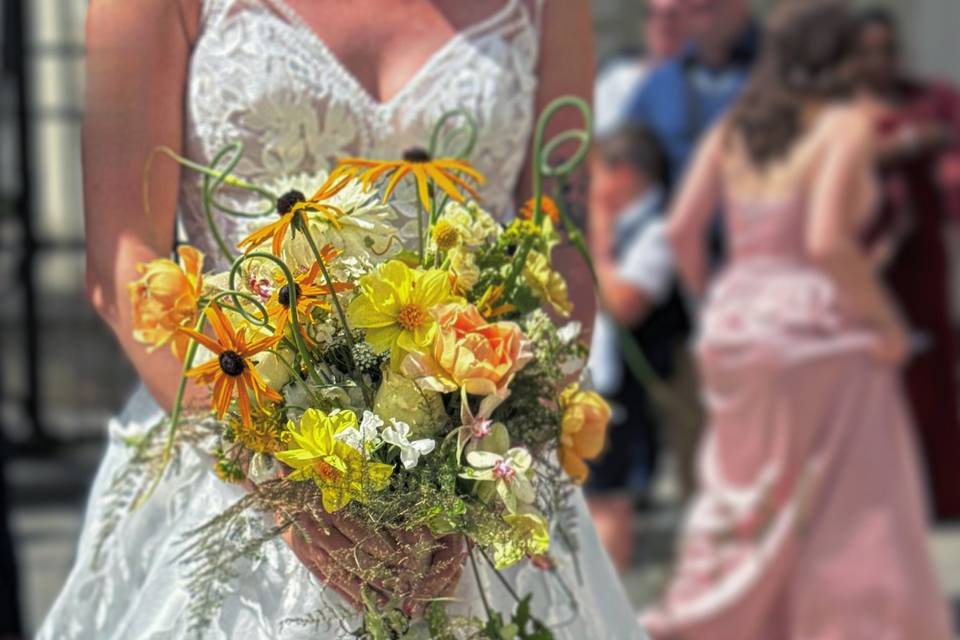 Bouquet de mariée retombant