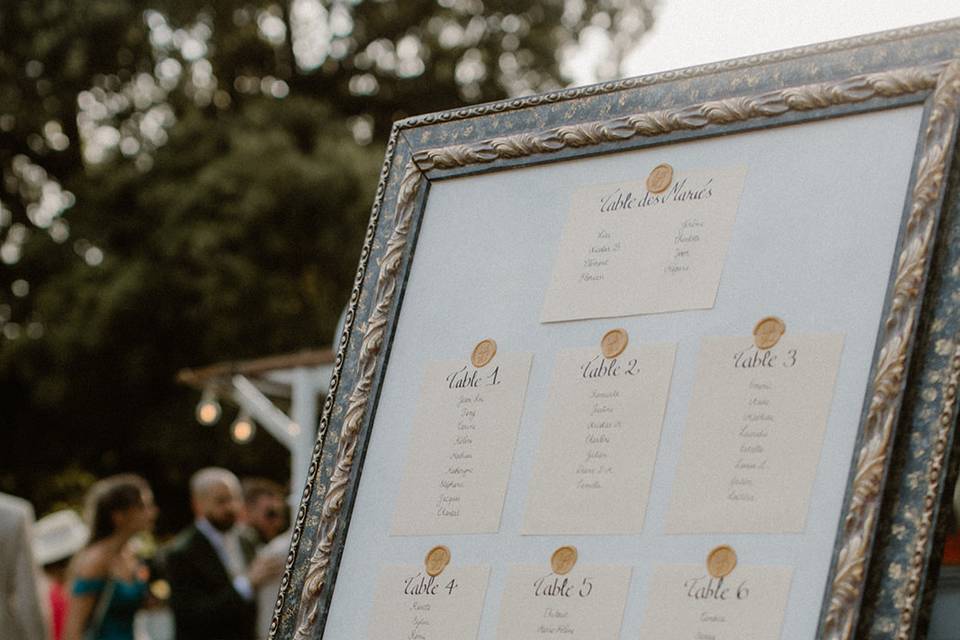 Mariage coloré  -plan de table