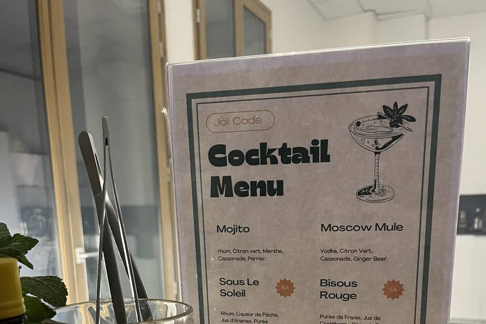 Carte à cocktails