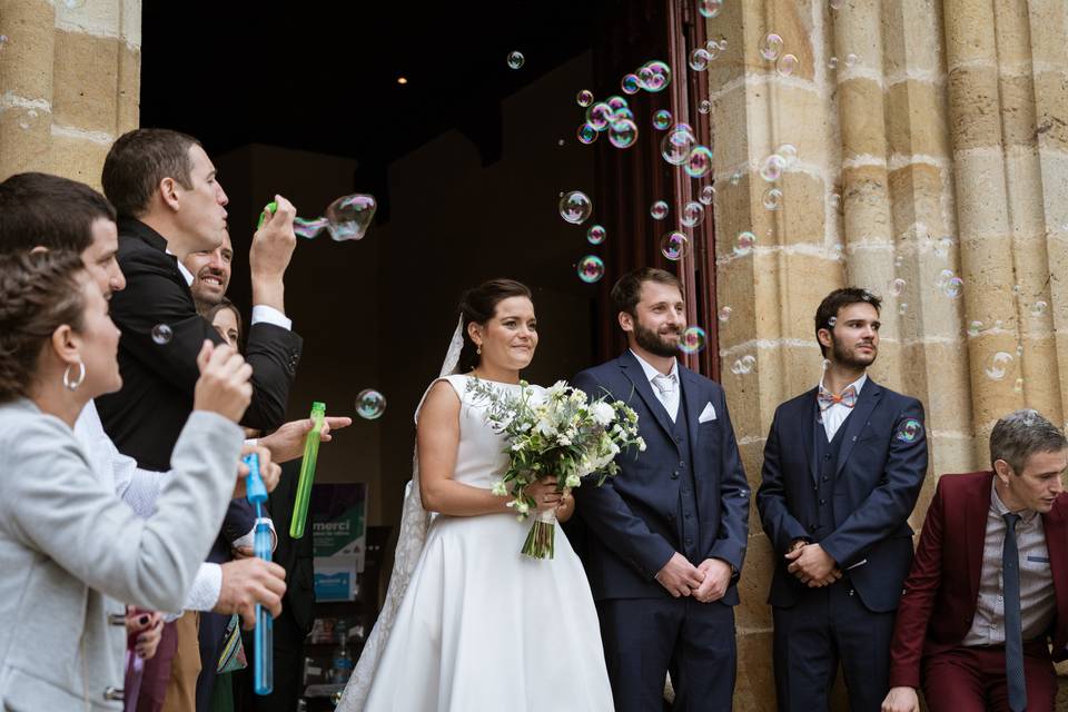 Sortie de l'église, mariage