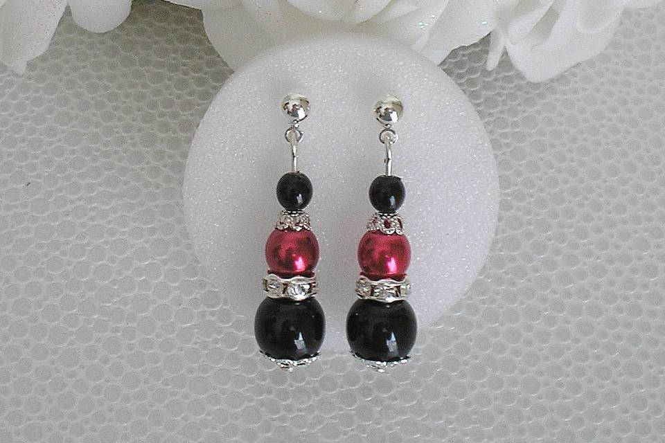 Boucles Amalia noires et rouge