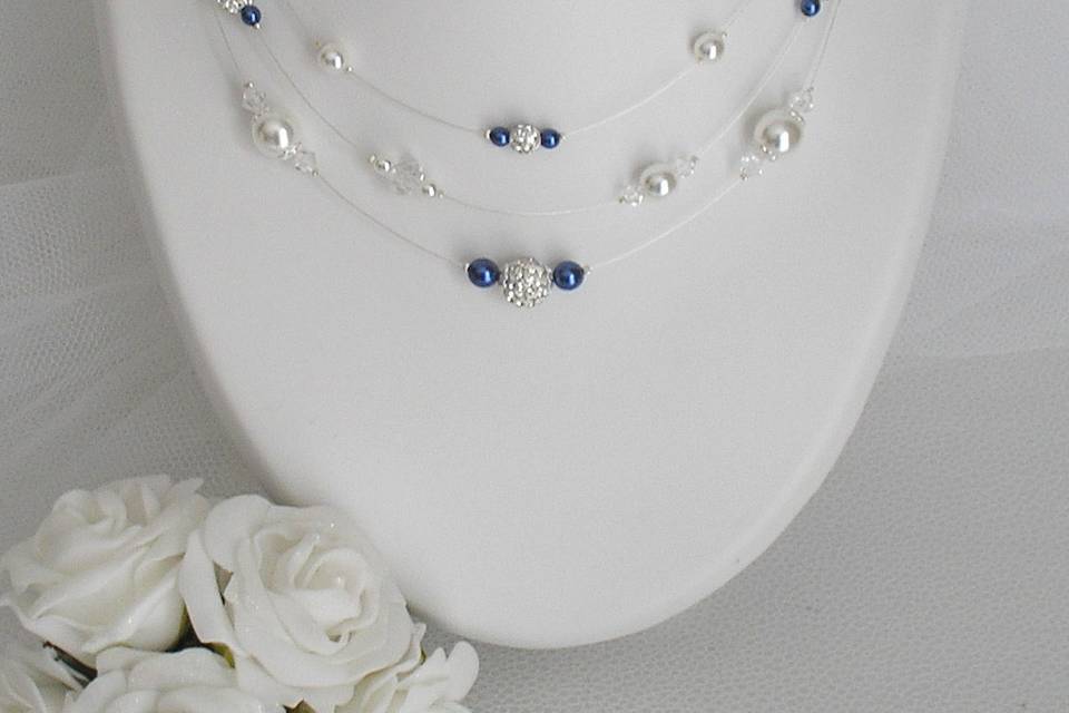 Collier Romancia blanc bleu