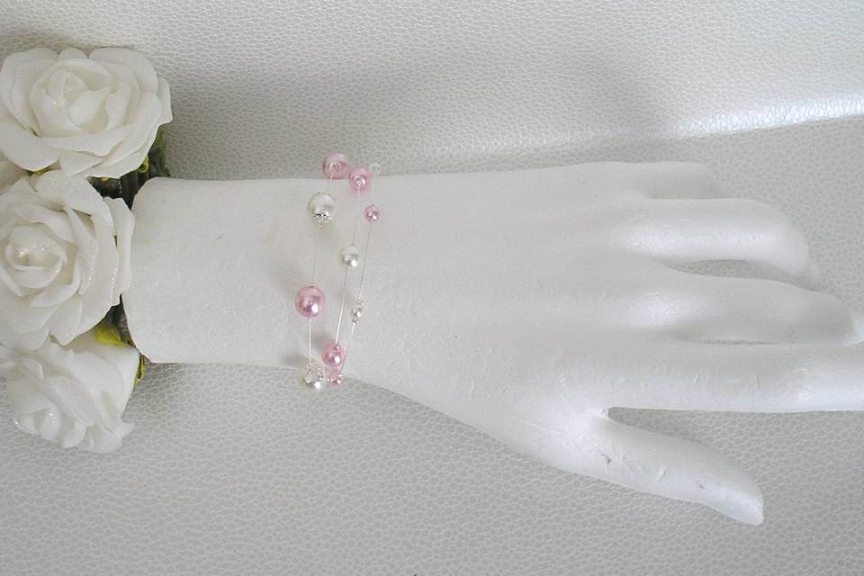 Bracelet Délia blanc rose