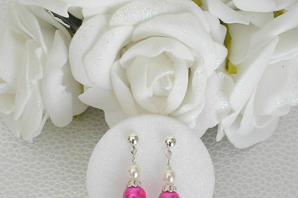 Boucles gina ivoire fuchsia