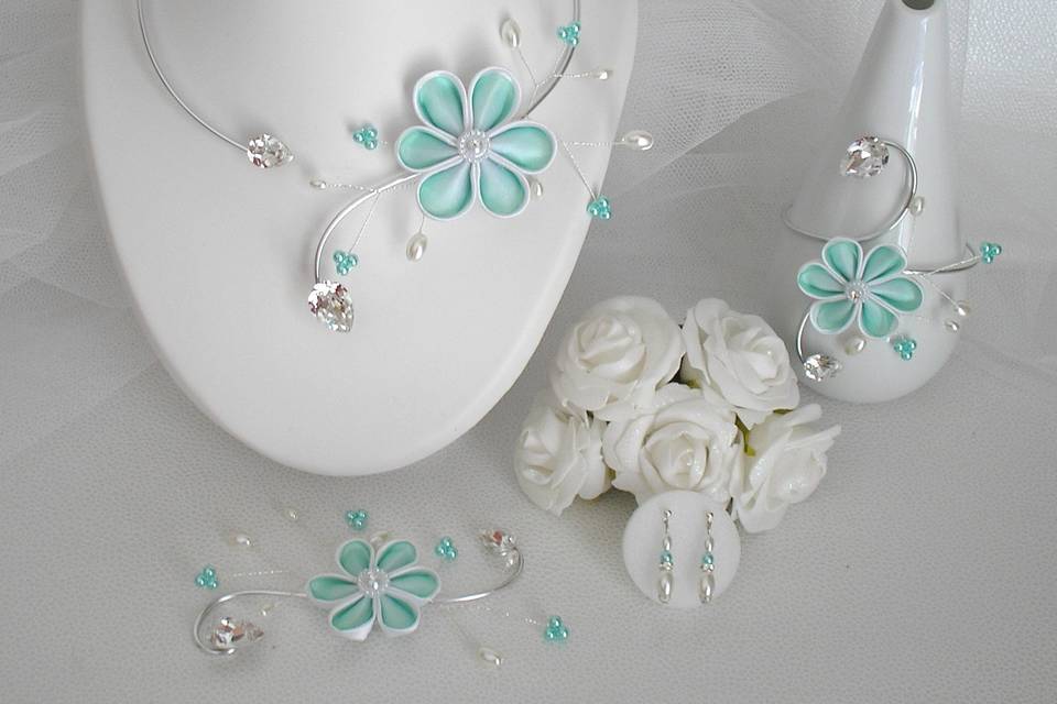 Parure Vanina blanche menthe