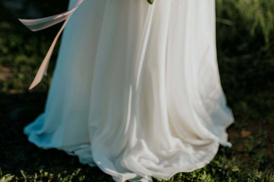 Photo robe et bouquet mariée