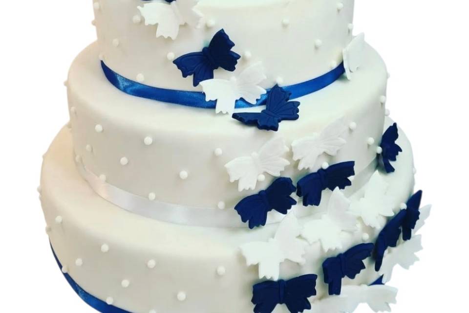 Wedding cake bleu et blanc