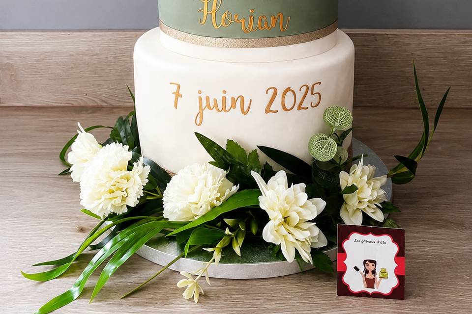 Vert amande, blanc et doré