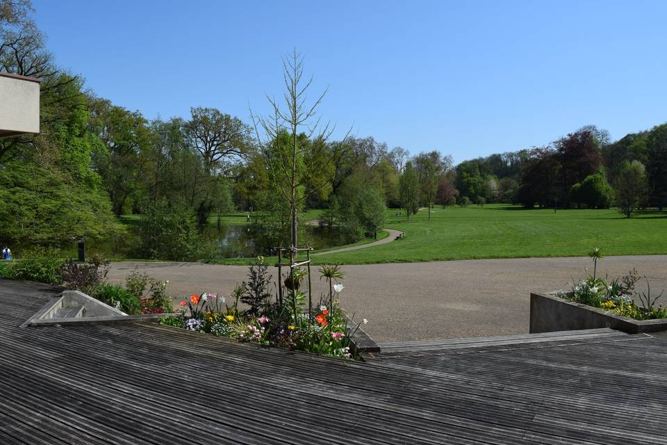 Vue sur le parc depuis la terrasse