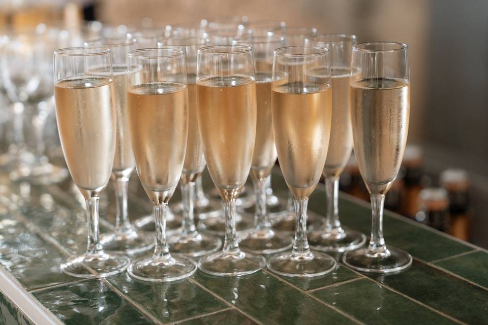 Coupe de champagne à l'arrivée