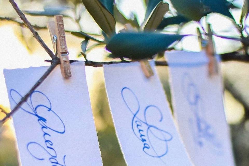 Plan de table calligraphie