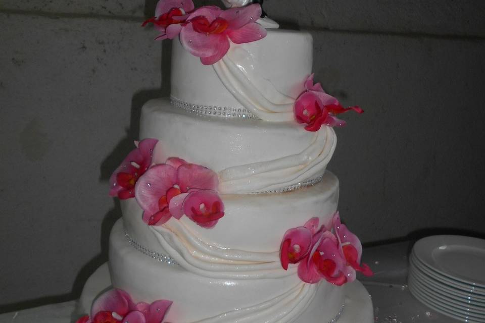 Orchidées Mariage Cake
