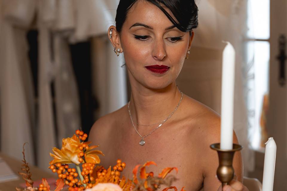 Mariée à table