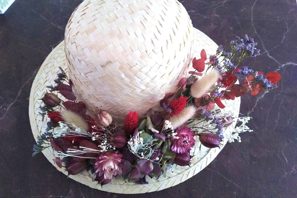 Chapeau fleurs séchées