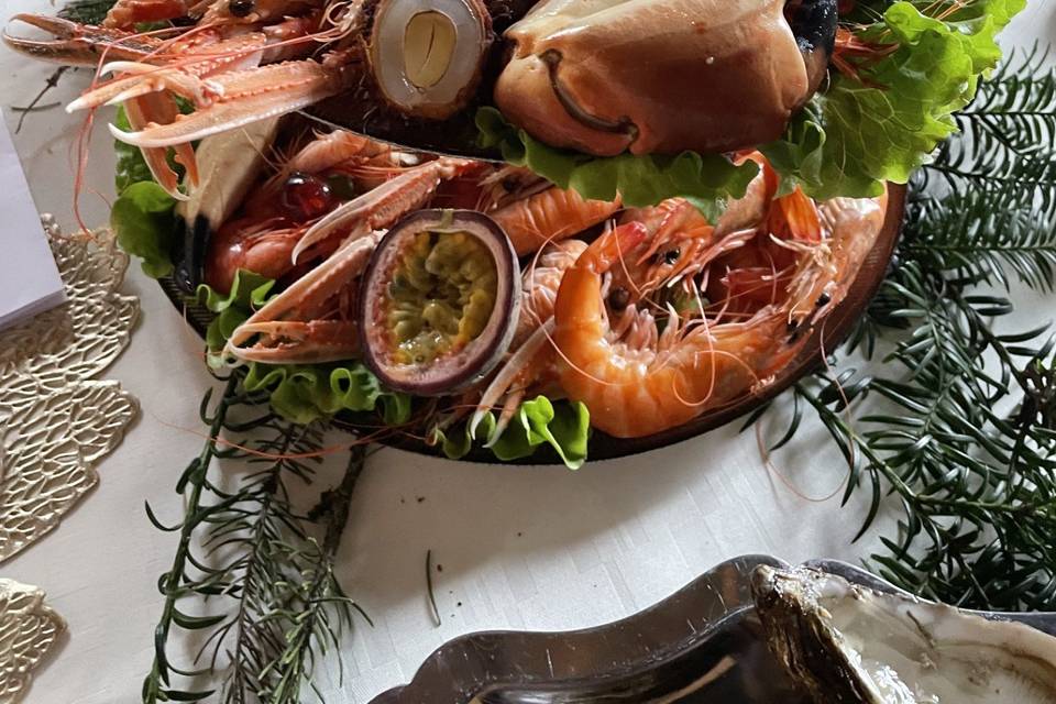 Présentation de fruits de mer