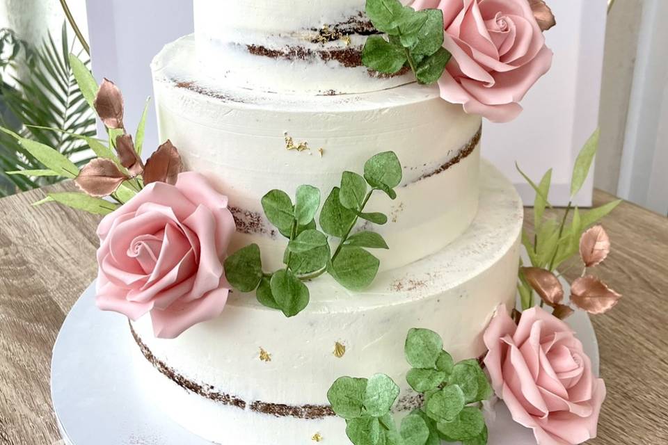 Naked cake fleuri