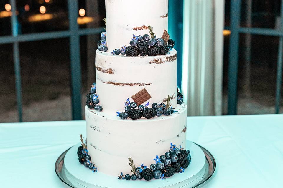 Naked cake bleu/marron