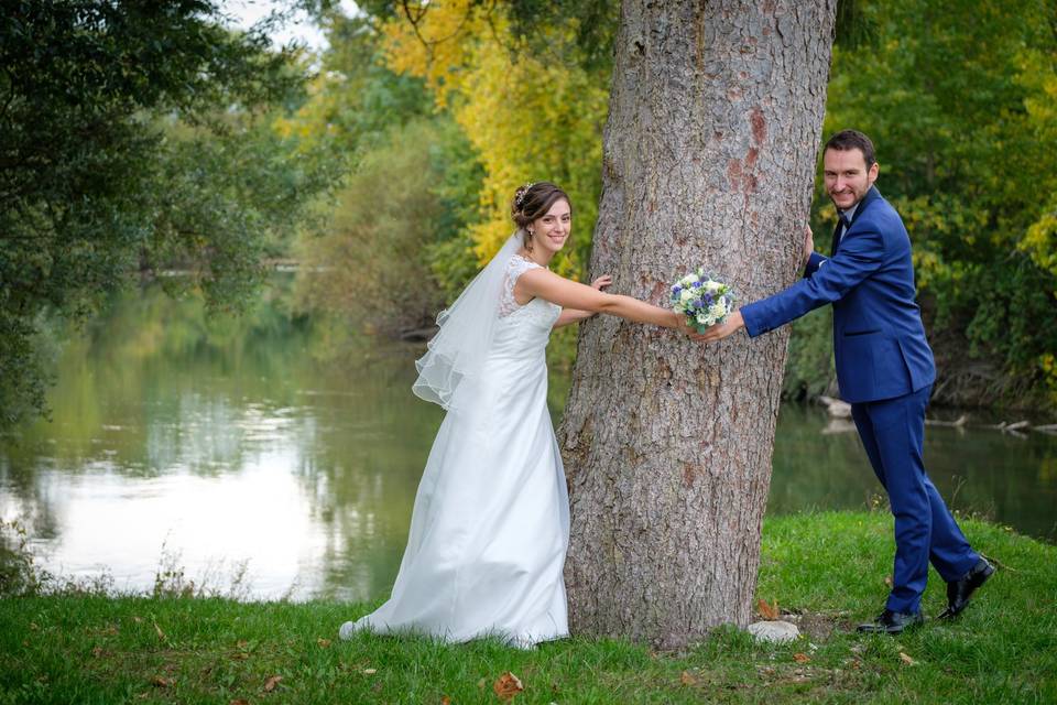 Mariage blanc et bleu