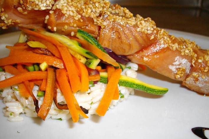 Brochette de saumon Thai
