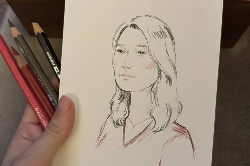 Portrait live au crayon 8min