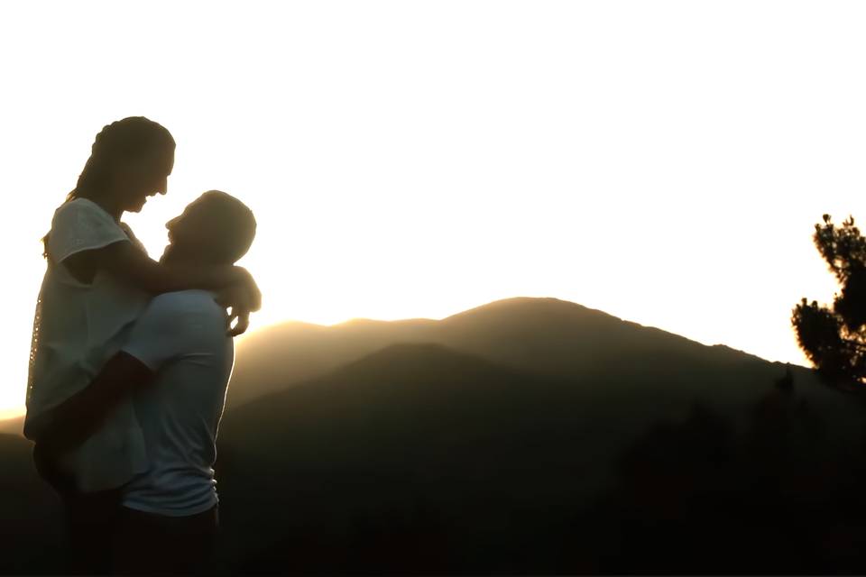 Couple couché de soleil