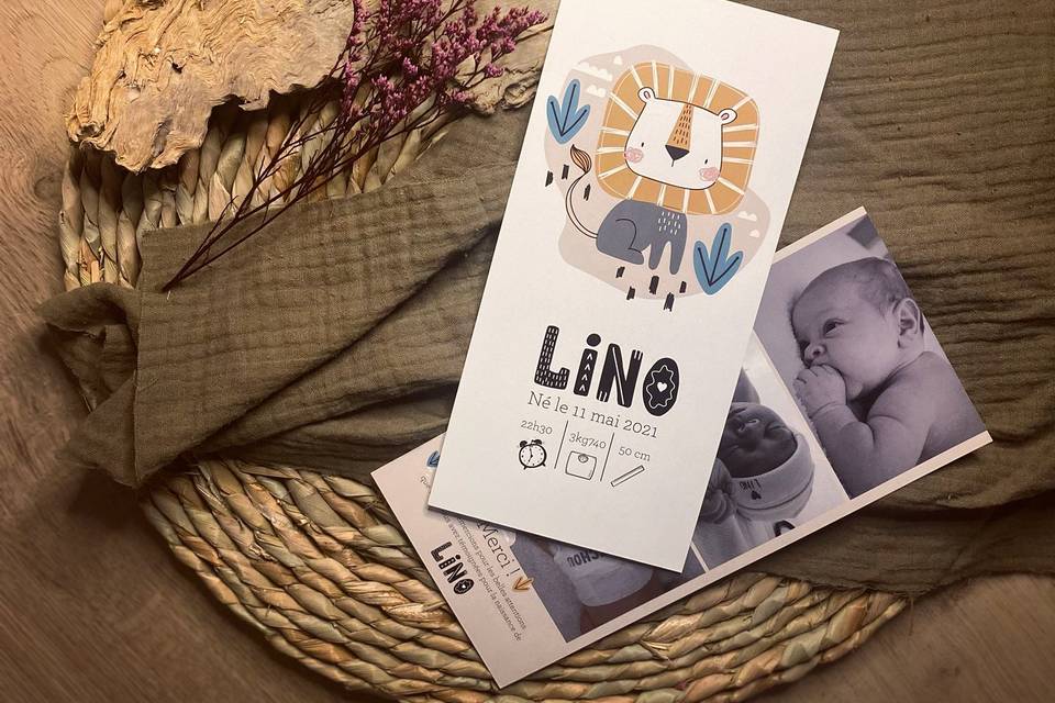 Faire-part naissance Lino