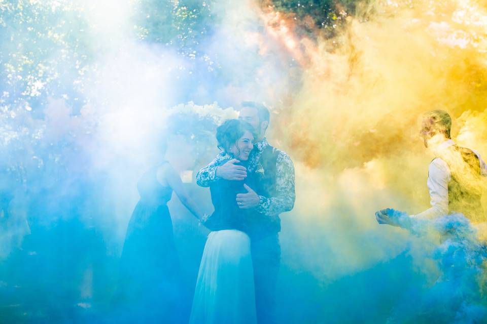 Sortie fumigènes colorés