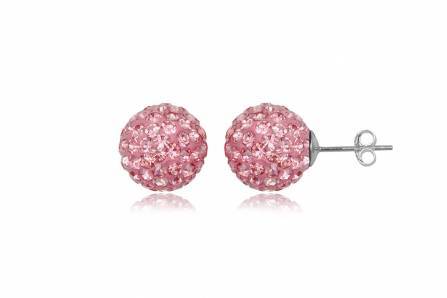 Puces strass rose & argent