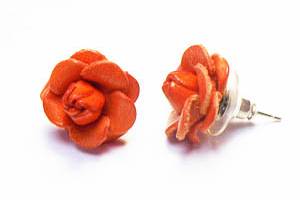 Boucles oreilles cuir orange