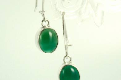 Pendants argent et agate verte