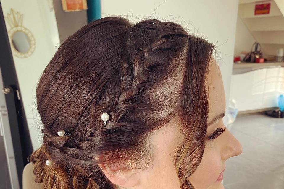 Chignon avec tresse mariée